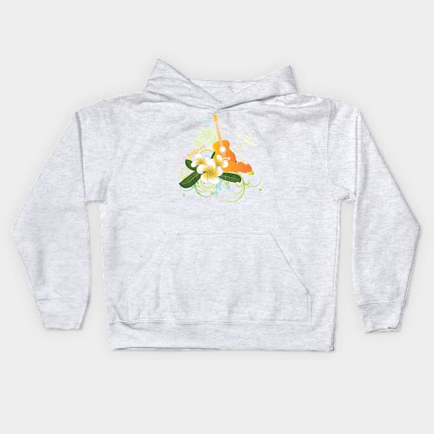 Tropical background with guitar Kids Hoodie by AnnArtshock